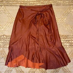 Chic Asymmetrical Brown Wrap Skirt